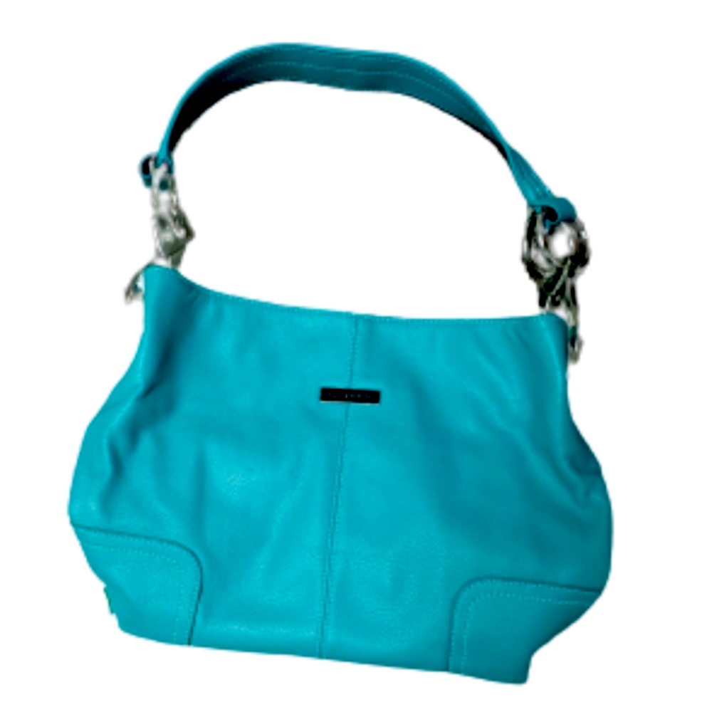 Vittorio aqua shoulder bag w silver hardware